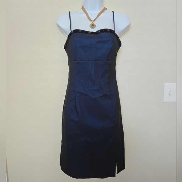 Rampage Vintage 90s Blue Prom Evening Party Dress Spaghetti Straps - Picture 2 of 9